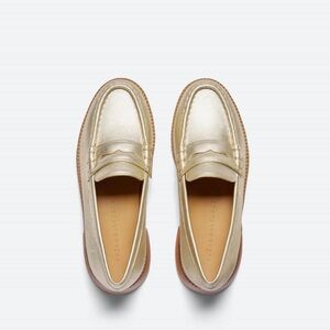Freda Salvador Elba Penny Gold Loafers